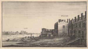 En utsikt over Lambeth Palace fra elven ved Whitehall Stairs, 1625-77. av Wenceslaus Hollar