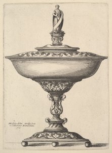 En bred kopp med kuleføtter, 1646. av Wenceslaus Hollar