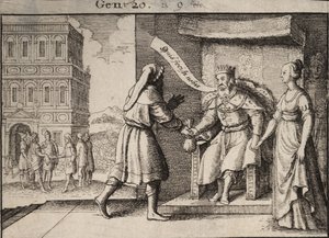 Abimelek irettesetter Abraham. Tilstand 1 av Wenceslaus Hollar