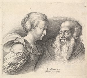 En gammel mann og en jente, etter Hulsman, 1635. av Wenceslaus Hollar