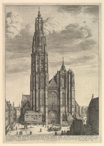 Antwerp Cathedral Prospectus Tvrris Ecclesiæ Cathedralis, 1625-77 av Wenceslaus Hollar