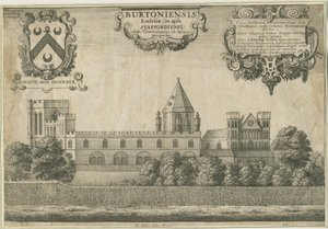 Burton-upon-Trent Abbey: kobberplategravering, 1661 av Wenceslaus Hollar