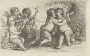 Kristus, Johannes og tre kjeruber Paedopaegnion (serietittel) av Wenceslaus Hollar