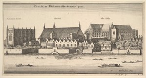 En del av City of Westminster, Westminster from the River, 1647. av Wenceslaus Hollar