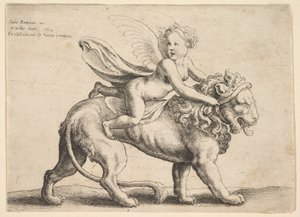 Amor på en løve, 1652. av Wenceslaus Hollar