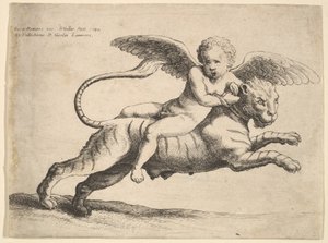 Amor på en tiger, 1652. av Wenceslaus Hollar