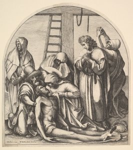 Nedstigning fra korset, etter Holbein, 1640. av Wenceslaus Hollar