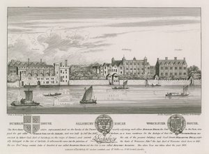 Durham House, Salisbury House og Worcester House av Wenceslaus Hollar