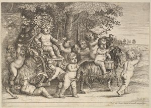 Elleve gutter og tre geiter, 1625-77. av Wenceslaus Hollar