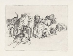 Elleve jakthunder av Wenceslaus Hollar