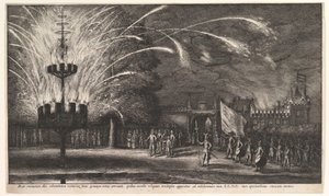 Fyrverkeri i Hemissem av Wenceslaus Hollar