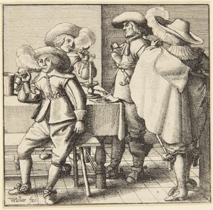 Fire røykende menn av Wenceslaus Hollar