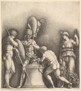 Fire klassiske skikkelser hedensk offer, 1638. av Wenceslaus Hollar
