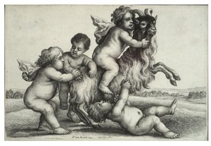 Fire små gutter og en geit av Wenceslaus Hollar
