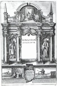 Frontispice til 'Monasticon Anglicanum' av William Dugdale, ca. 1718-23 av Wenceslaus Hollar