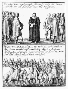 Herrer som avlegger 'Et cetera-ed'; hesteprosesjon som ledsager de frigitte brosjyrene til London av Wenceslaus Hollar