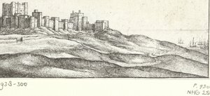 Utsikt over Dover Castle Dover Castle y West Side (tittel på objekt) Severdigheter rundt den engelske kysten (serietittel) av Wenceslaus Hollar
