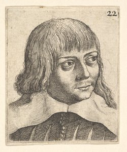 Hodet til en ung mann, vendt litt til høyre, 1625-77. av Wenceslaus Hollar