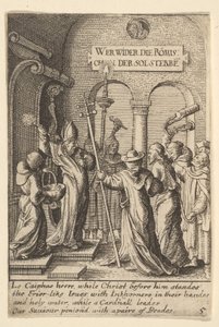 Jesus før Kaifas, 1625-77. av Wenceslaus Hollar