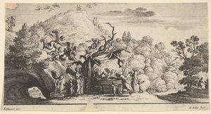 Jesus tjent av engler, 1652. av Wenceslaus Hollar