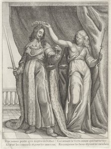 Kong Charles I av England hyllet av Justitia av Wenceslaus Hollar