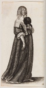 Kvinne med slør og en vifte med fjær av Wenceslaus Hollar