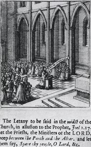 Litaniet i en kirke, ca. 1655 (radering) av Wenceslaus Hollar