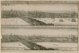 London, før og etter den store brannen av Wenceslaus Hollar