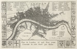 London, før brannen i 1666 av Wenceslaus Hollar