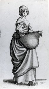 Hushjelp kommer tilbake fra markedet, 1640 av Wenceslaus Hollar