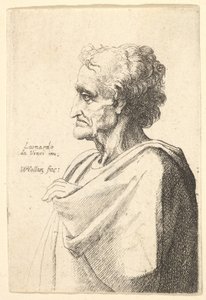 Mann med elendig uttrykk til venstre med hånden som kommer ut av kappen, 1625-77. av Wenceslaus Hollar