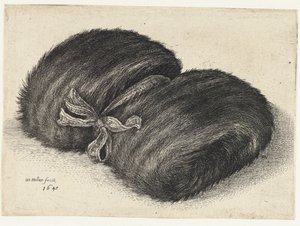 Pelsmuff dekorert med et bånd Muffs (serietittel) av Wenceslaus Hollar