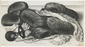 Muffer og klesplagg på et bord, 1647 av Wenceslaus Hollar