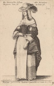 Kvinnelig statsminister i Antwerpen, i hjemlig dekorasjon. av Wenceslaus Hollar
