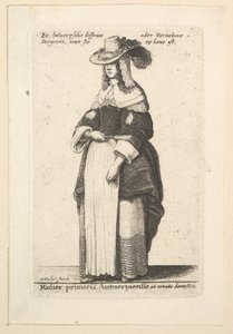 Den ledende Antwerpen-kvinnen, den domestiserte Gentlewoman av Antwerpen i husdrakt..., 1625-77. av Wenceslaus Hollar