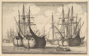 Nederlandske frakteskip eller fløyter, 1647 av Wenceslaus Hollar