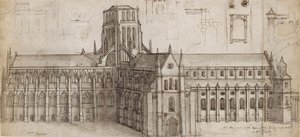 Old St Paul's Cathedral fra nord-øst, midten av 1600-tallet av Wenceslaus Hollar