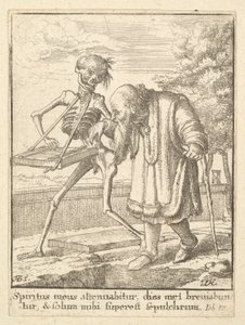 Gammel mann, fra Dødedansen, 1651. av Wenceslaus Hollar