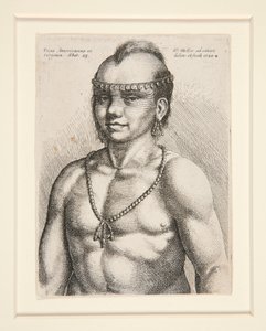 Portrett av en indianer, trolig krigeren kalt Jaques fra Musee-Delaware-nasjonen av Wenceslaus Hollar