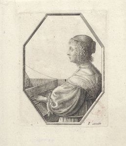 Portrett av en kvinne bak et virginal av Wenceslaus Hollar