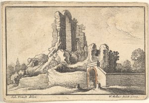 Ruiner og en sperret port på Esquiline-høyden i Roma, 1673. av Wenceslaus Hollar