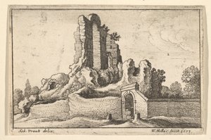 Ruiner og en sperret port på Esquiline-høyden i Roma, 1673. av Wenceslaus Hollar