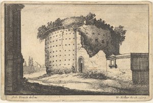 Ruinene av en rund bygning, 1673. av Wenceslaus Hollar