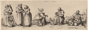 Seks menn og kvinner tiggere. av Wenceslaus Hollar
