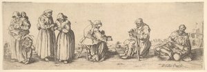 Seks menn og kvinnelige tiggere, 1630. av Wenceslaus Hollar