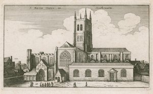 St Mary Overies, Southwark, London; tegning datert 1647 av Wenceslaus Hollar
