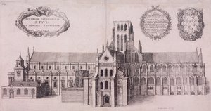 St Paul's Cathedral gamle, London, 1656 av Wenceslaus Hollar