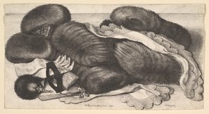 Stilleben med en gruppe muffer, et par hansker, vifter, maske og to tørkle, 1647. av Wenceslaus Hollar