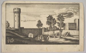 Kunibert-tårnet nær Köln kopi, 1625-77. av Wenceslaus Hollar