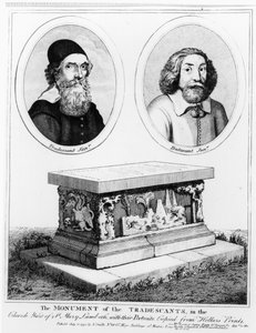 The Monument of the Tradescants i Church Yard of St. Mary Lambeth, pub. i 1793 av Wenceslaus Hollar